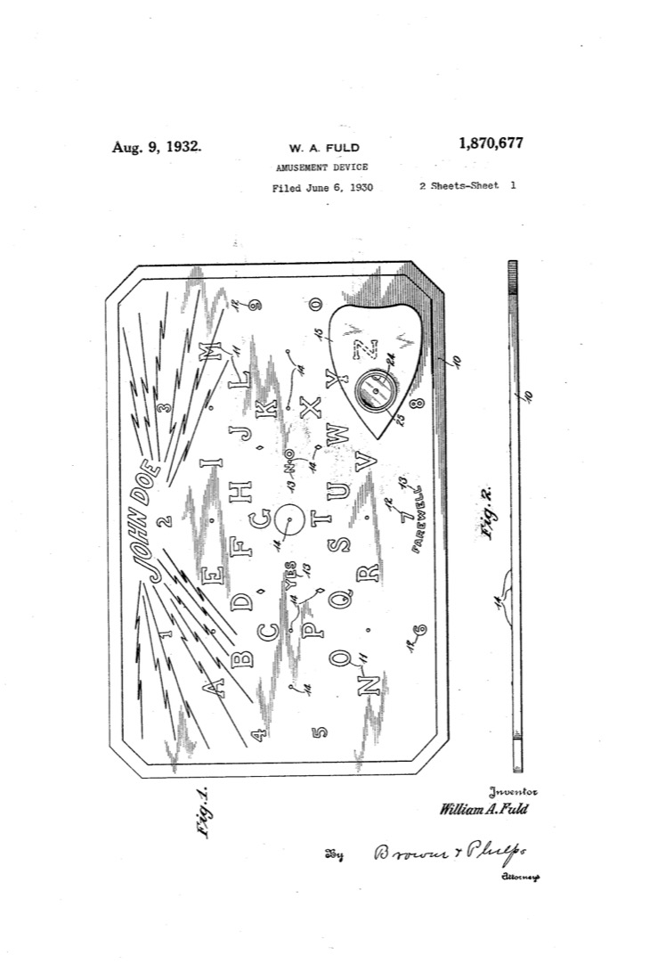 US 1,870,677, Amusement Device, sheet 1