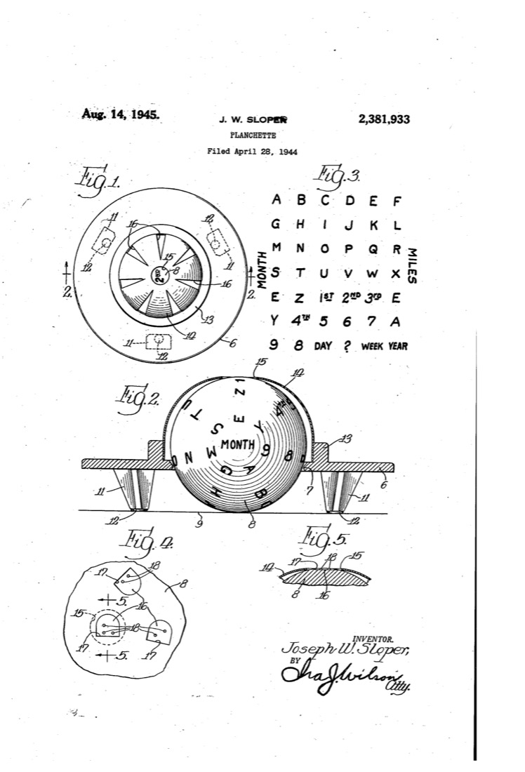 US 2,381,933, Planchette, sheet 1